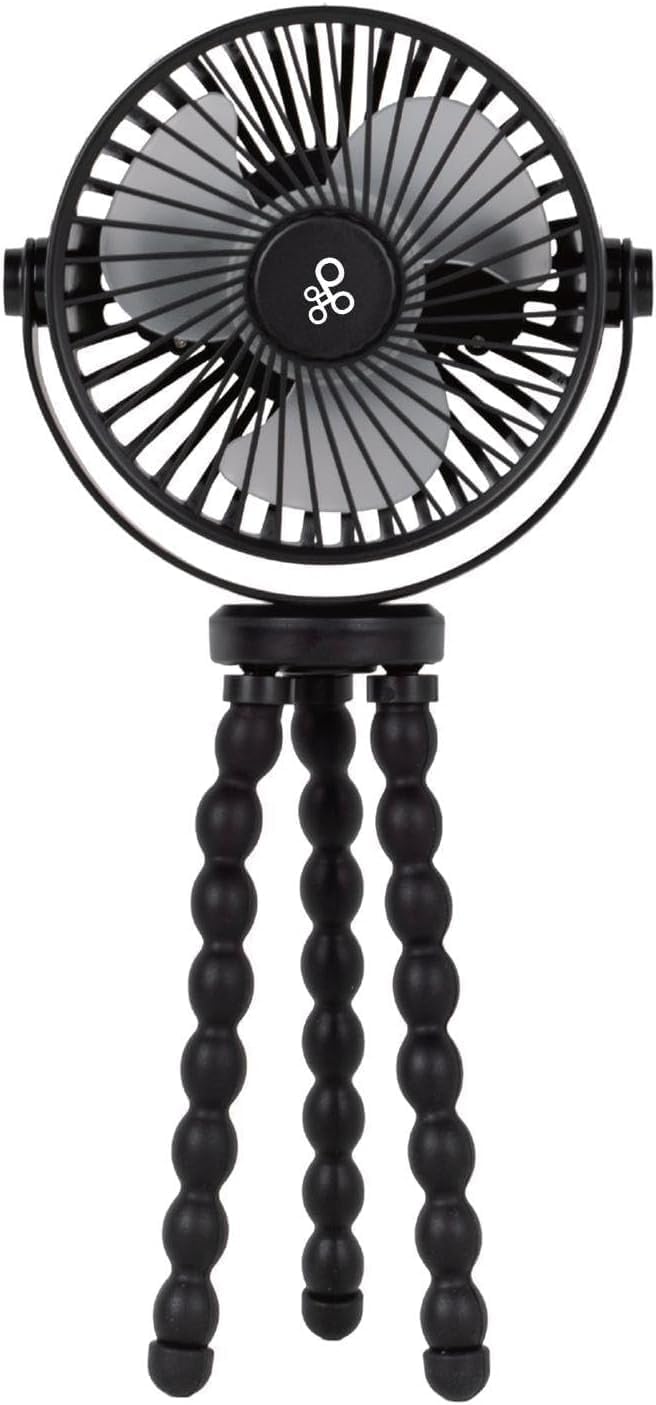 Portable Baby Stroller Fan – Flexible Tripod Fan with 360° Rotation, 3 Speed Settings, Rechargeable Quiet Mini Fan for Stroller, Car Seat, Crib & Travel