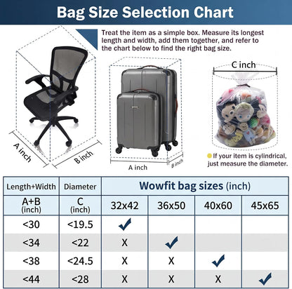 Extra Large Storage Bags for Car Seat & Luggage, 40x60, 5 CT, 2 Mil