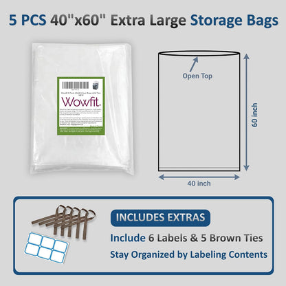 Extra Large Storage Bags for Car Seat & Luggage, 40x60, 5 CT, 2 Mil