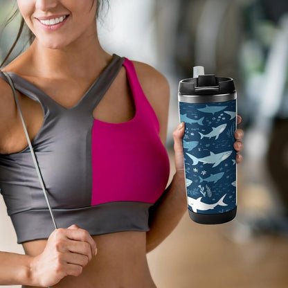 13oz Insulated Travel Coffee Mug Reusable Coffee Cup Water Bottle | Sharksm Travel Mug with Leak Proof Lid Double Wall Stainless Steel Coffee Tumbler Personalized Gift