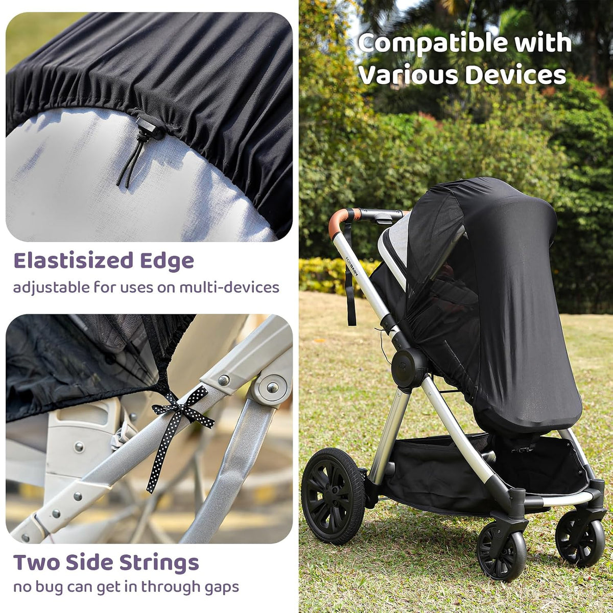 Stroller Sun Shade Cover Baby Car Seat Carrier Sunshade Pram Stroller Shade-Dark Shade Cut 96% UV Rays