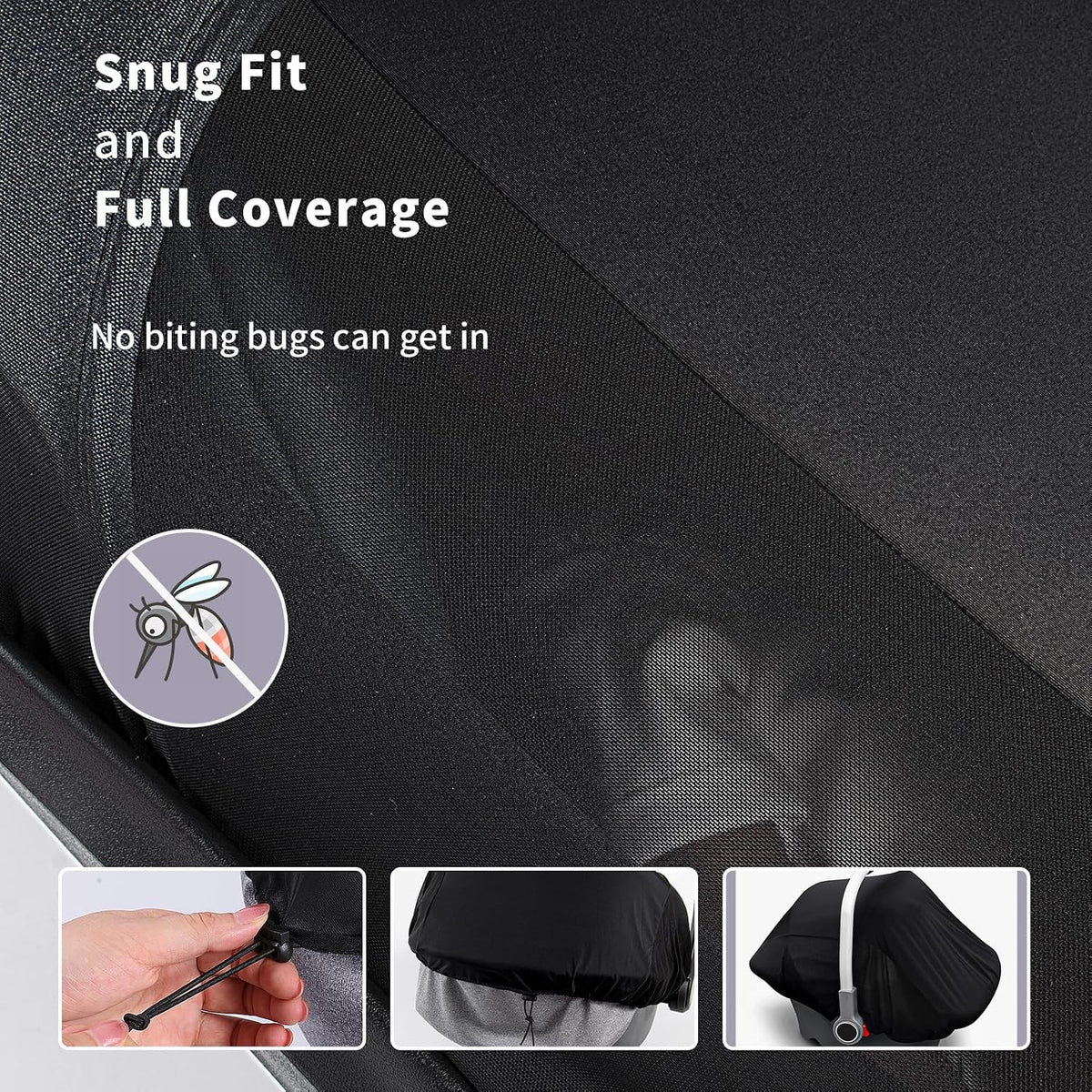 Stroller Sun Shade Cover Baby Car Seat Carrier Sunshade Pram Stroller Shade-Dark Shade Cut 96% UV Rays