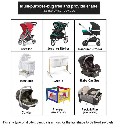 Stroller Sun Shade Cover Baby Car Seat Carrier Sunshade Pram Stroller Shade-Dark Shade Cut 96% UV Rays