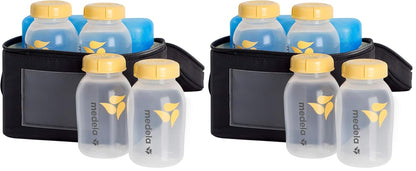 Breast Milk Cooler Set with Ice Pack & 4X 5oz Storage Bottles