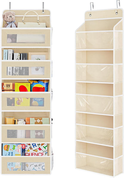 2 Styles Over The Door Organizer Storage with 5 Large Capacity Pockets and Over The Door Organizer W/Clear View Windows