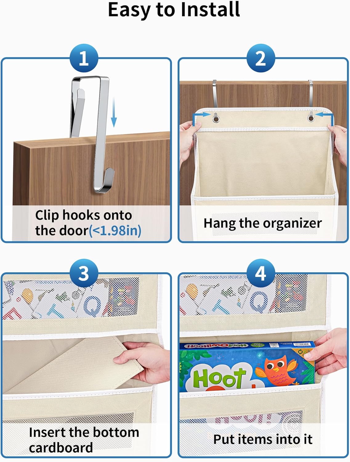 2 Styles Over The Door Organizer Storage with 5 Large Capacity Pockets and Over The Door Organizer W/Clear View Windows