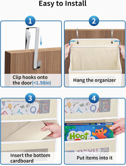2 Styles Over The Door Organizer Storage with 5 Large Capacity Pockets and Over The Door Organizer W/Clear View Windows