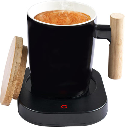 Coffee Mug Warmer Set for Desk, Temperature Controll Heating Cup for Hot Chocolate, Cocoa and Tea, Office & Home use, One Temperature