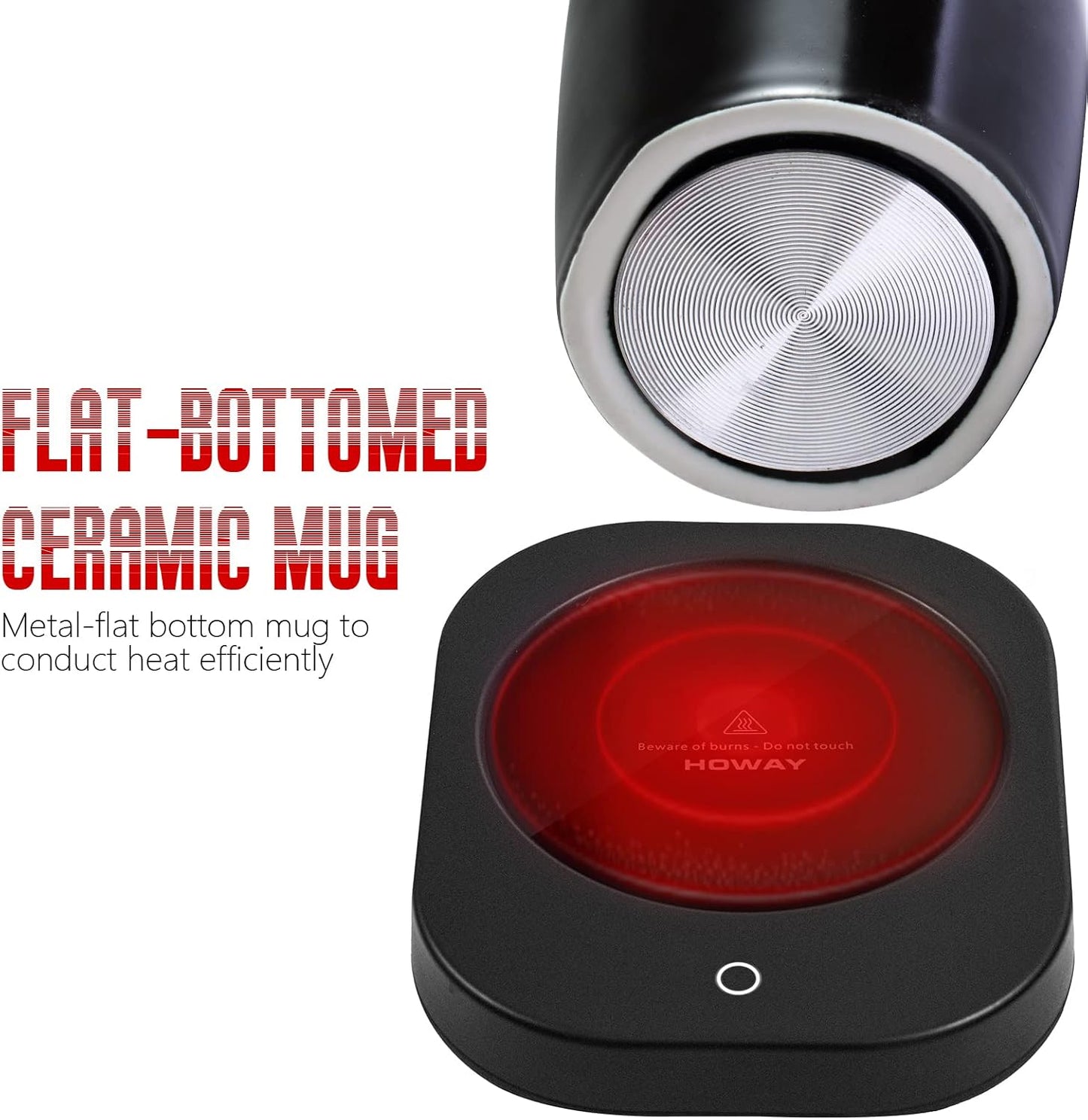 Coffee Mug Warmer Set for Desk, Temperature Controll Heating Cup for Hot Chocolate, Cocoa and Tea, Office & Home use, One Temperature
