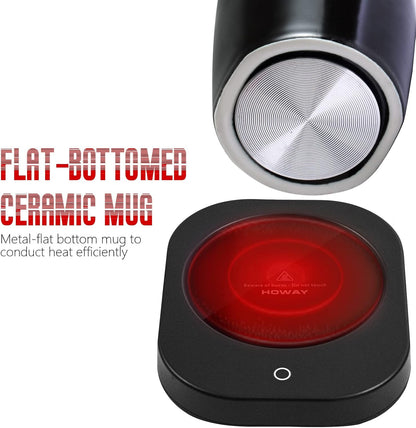 Coffee Mug Warmer Set for Desk, Temperature Controll Heating Cup for Hot Chocolate, Cocoa and Tea, Office & Home use, One Temperature
