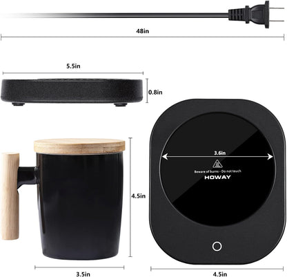 Coffee Mug Warmer Set for Desk, Temperature Controll Heating Cup for Hot Chocolate, Cocoa and Tea, Office & Home use, One Temperature