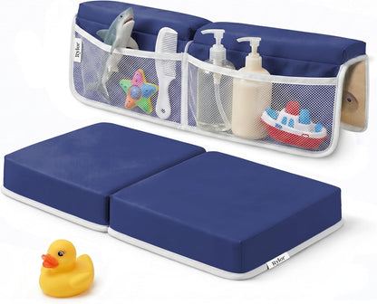 Premium Baby Bath Kneeler Mat & Elbow Rest Pad Set – Comfortable Bath Kneeler and Elbow Kneeling Rest Pad for Parents, Extra Long 26'', 2.4'' Thick, Non-Slip Support for Easy Bath Time (Gray)