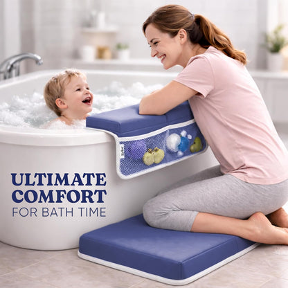 Premium Baby Bath Kneeler Mat & Elbow Rest Pad Set – Comfortable Bath Kneeler and Elbow Kneeling Rest Pad for Parents, Extra Long 26'', 2.4'' Thick, Non-Slip Support for Easy Bath Time (Gray)