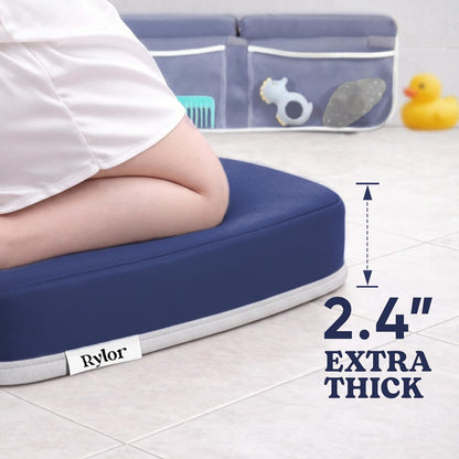Premium Baby Bath Kneeler Mat & Elbow Rest Pad Set – Comfortable Bath Kneeler and Elbow Kneeling Rest Pad for Parents, Extra Long 26'', 2.4'' Thick, Non-Slip Support for Easy Bath Time (Gray)