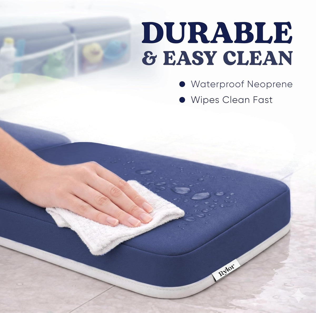 Premium Baby Bath Kneeler Mat & Elbow Rest Pad Set – Comfortable Bath Kneeler and Elbow Kneeling Rest Pad for Parents, Extra Long 26'', 2.4'' Thick, Non-Slip Support for Easy Bath Time (Gray)
