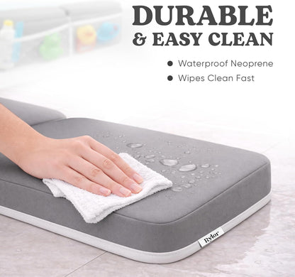Premium Baby Bath Kneeler Mat & Elbow Rest Pad Set – Comfortable Bath Kneeler and Elbow Kneeling Rest Pad for Parents, Extra Long 26'', 2.4'' Thick, Non-Slip Support for Easy Bath Time (Gray)
