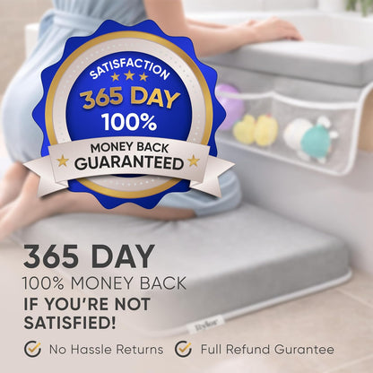 Premium Baby Bath Kneeler Mat & Elbow Rest Pad Set – Comfortable Bath Kneeler and Elbow Kneeling Rest Pad for Parents, Extra Long 26'', 2.4'' Thick, Non-Slip Support for Easy Bath Time (Gray)