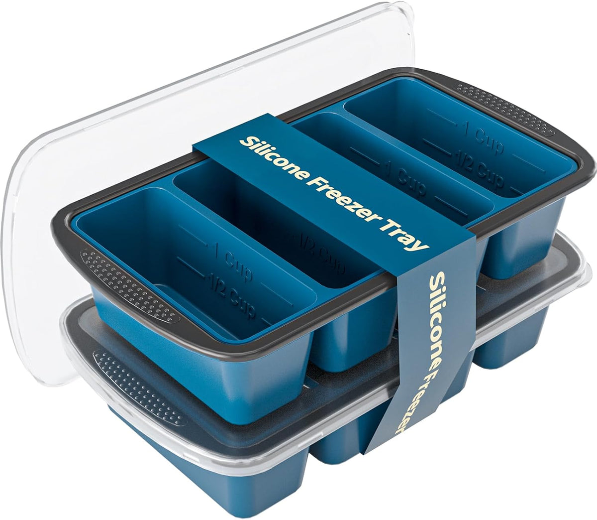 Silicone Soup Freezer Trays with Lids -, ½ cup, 1 cup, and 2 cup - Perfect Portion Control for Broth, Sauce & Meal Prep ，100% Platinum Silicone BPA-Free, Flexible, Dishwasher Safe