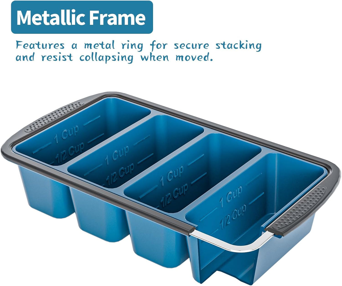 Silicone Soup Freezer Trays with Lids -, ½ cup, 1 cup, and 2 cup - Perfect Portion Control for Broth, Sauce & Meal Prep ，100% Platinum Silicone BPA-Free, Flexible, Dishwasher Safe