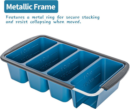 Silicone Soup Freezer Trays with Lids -, ½ cup, 1 cup, and 2 cup - Perfect Portion Control for Broth, Sauce & Meal Prep ，100% Platinum Silicone BPA-Free, Flexible, Dishwasher Safe