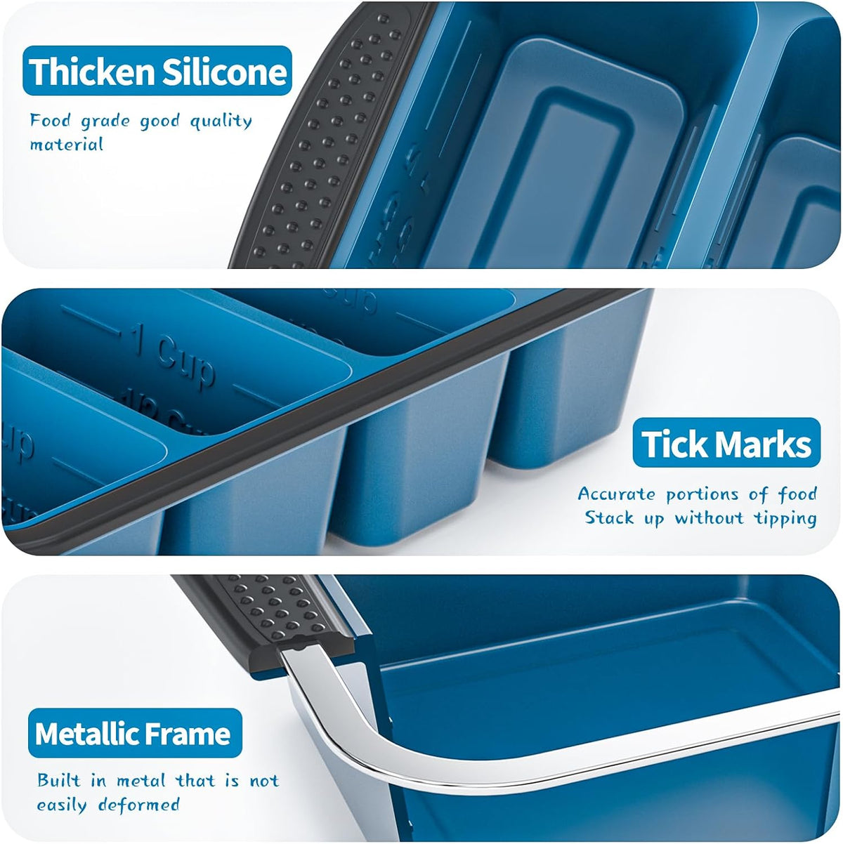 Silicone Soup Freezer Trays with Lids -, ½ cup, 1 cup, and 2 cup - Perfect Portion Control for Broth, Sauce & Meal Prep ，100% Platinum Silicone BPA-Free, Flexible, Dishwasher Safe