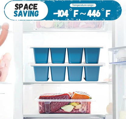 Silicone Soup Freezer Trays with Lids -, ½ cup, 1 cup, and 2 cup - Perfect Portion Control for Broth, Sauce & Meal Prep ，100% Platinum Silicone BPA-Free, Flexible, Dishwasher Safe