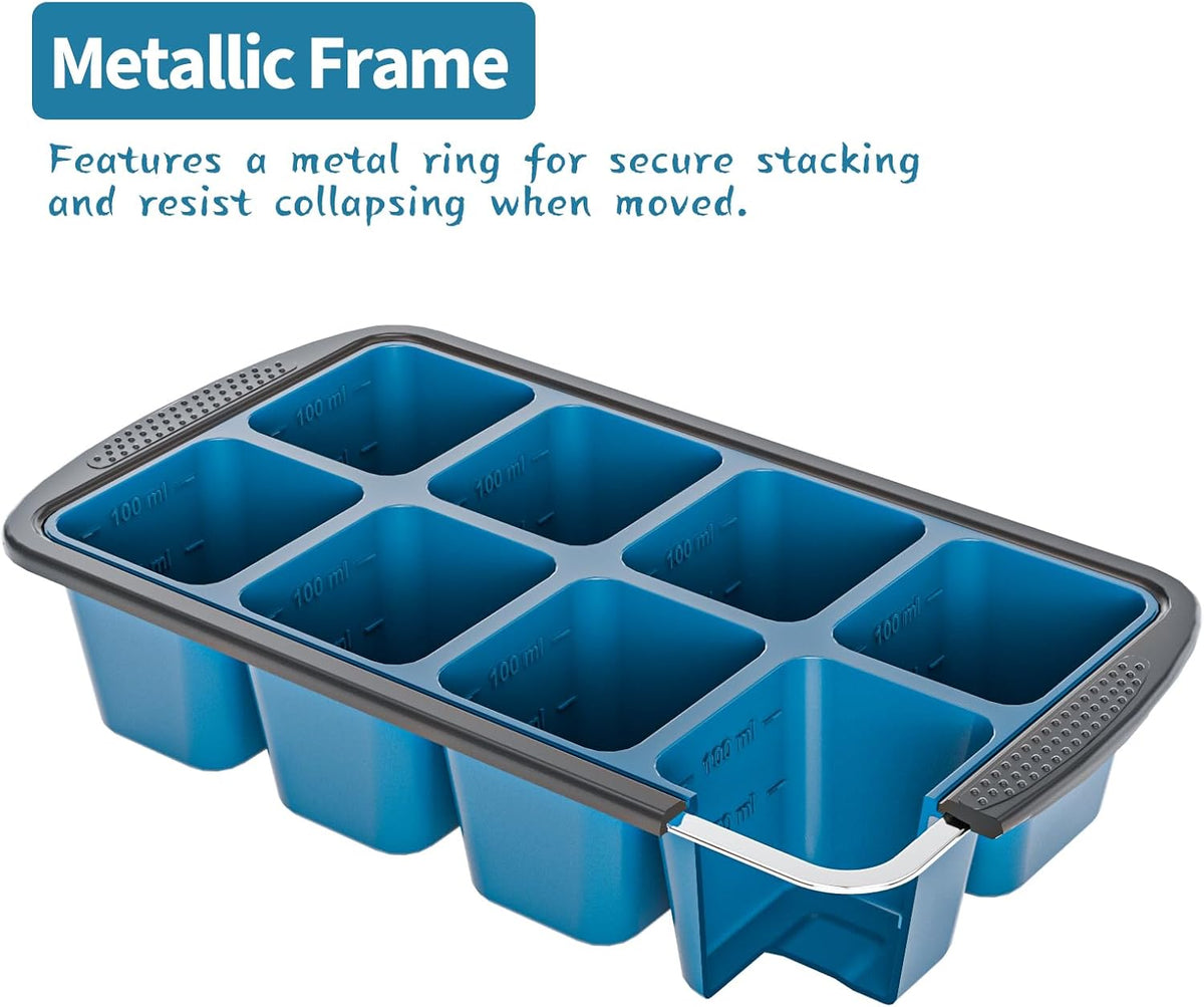 Silicone Soup Freezer Trays with Lids -, ½ cup, 1 cup, and 2 cup - Perfect Portion Control for Broth, Sauce & Meal Prep ，100% Platinum Silicone BPA-Free, Flexible, Dishwasher Safe
