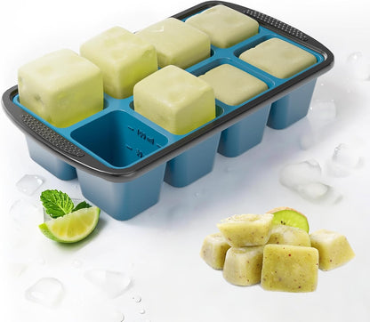 Silicone Soup Freezer Trays with Lids -, ½ cup, 1 cup, and 2 cup - Perfect Portion Control for Broth, Sauce & Meal Prep ，100% Platinum Silicone BPA-Free, Flexible, Dishwasher Safe