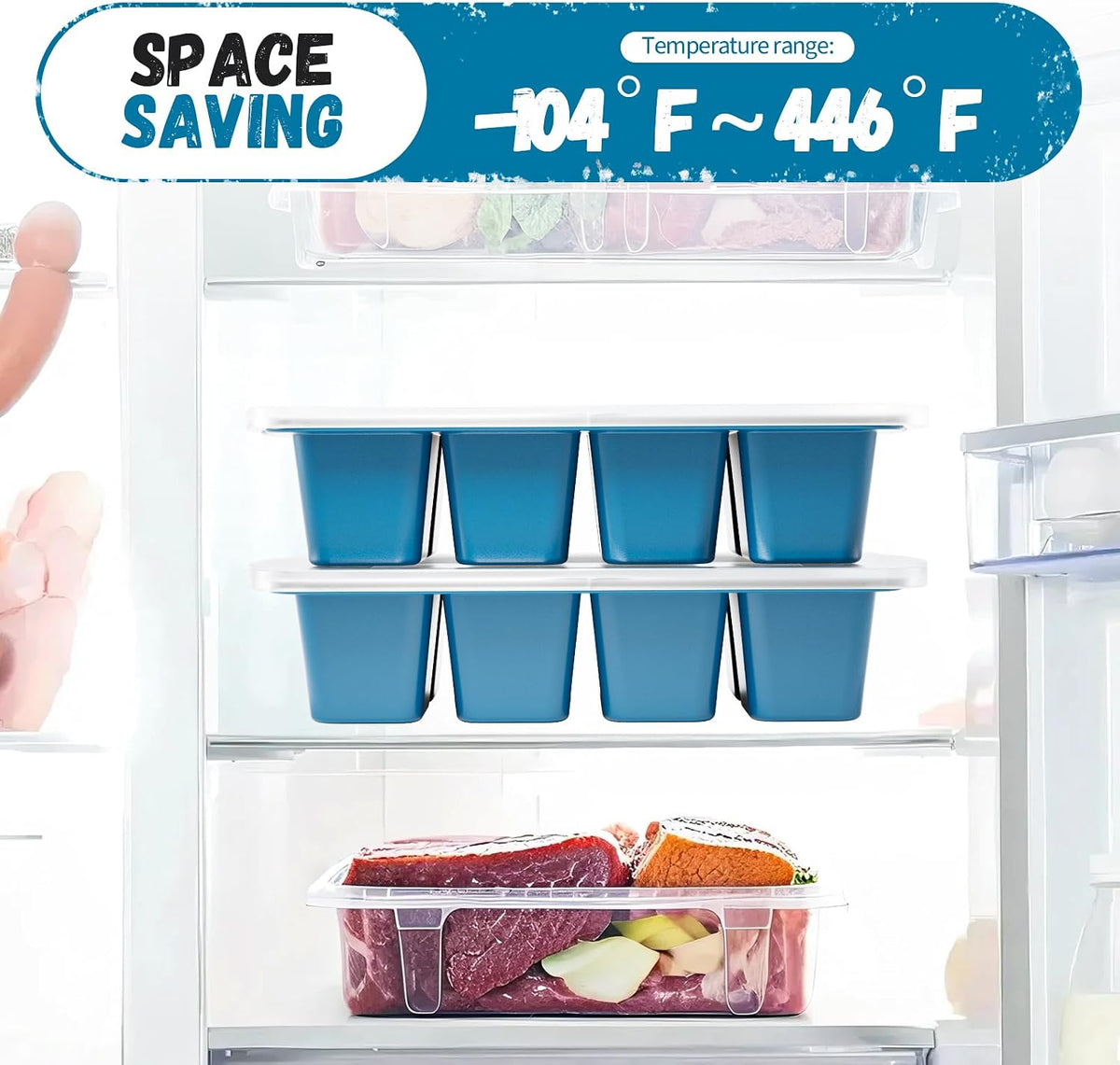 Silicone Soup Freezer Trays with Lids -, ½ cup, 1 cup, and 2 cup - Perfect Portion Control for Broth, Sauce & Meal Prep ，100% Platinum Silicone BPA-Free, Flexible, Dishwasher Safe