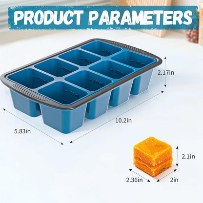 Silicone Soup Freezer Trays with Lids -, ½ cup, 1 cup, and 2 cup - Perfect Portion Control for Broth, Sauce & Meal Prep ，100% Platinum Silicone BPA-Free, Flexible, Dishwasher Safe