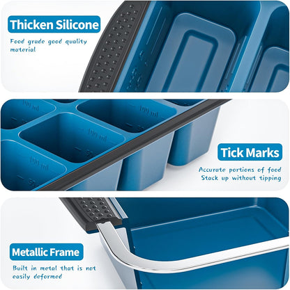 Silicone Soup Freezer Trays with Lids -, ½ cup, 1 cup, and 2 cup - Perfect Portion Control for Broth, Sauce & Meal Prep ，100% Platinum Silicone BPA-Free, Flexible, Dishwasher Safe
