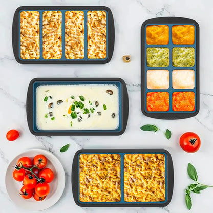 Silicone Soup Freezer Trays with Lids -, ½ cup, 1 cup, and 2 cup - Perfect Portion Control for Broth, Sauce & Meal Prep ，100% Platinum Silicone BPA-Free, Flexible, Dishwasher Safe