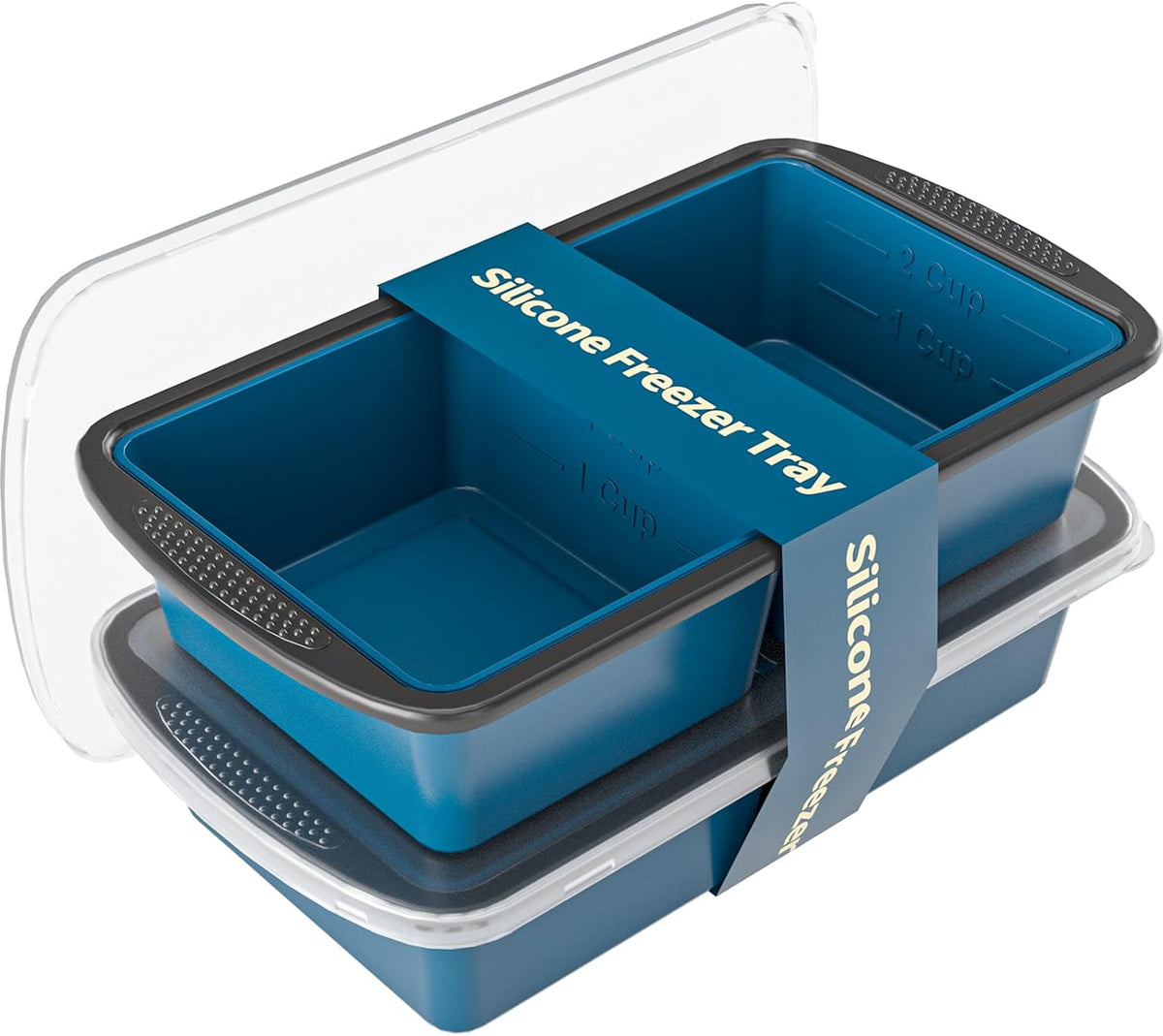 Silicone Soup Freezer Trays with Lids -, ½ cup, 1 cup, and 2 cup - Perfect Portion Control for Broth, Sauce & Meal Prep ，100% Platinum Silicone BPA-Free, Flexible, Dishwasher Safe