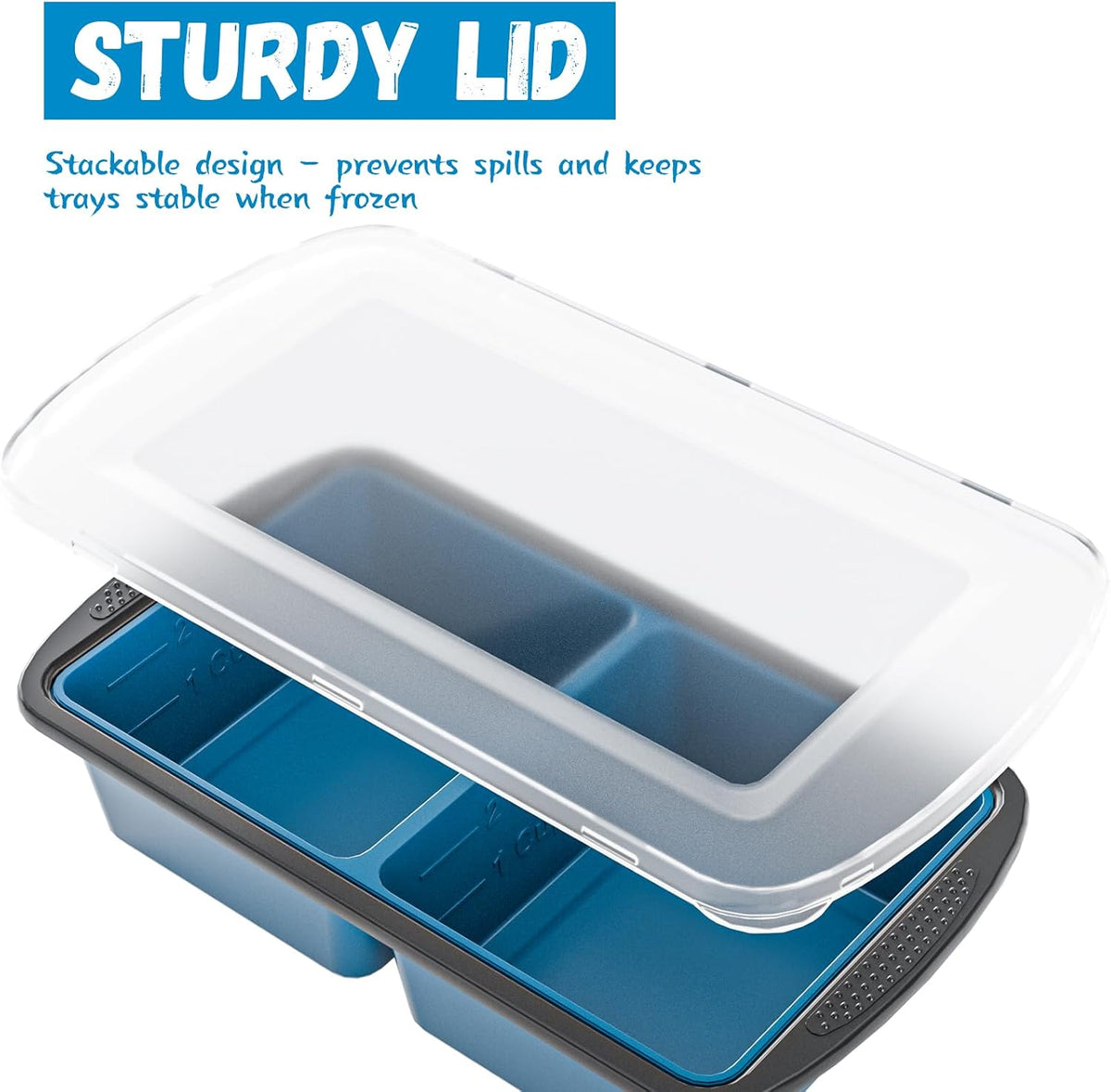 Silicone Soup Freezer Trays with Lids -, ½ cup, 1 cup, and 2 cup - Perfect Portion Control for Broth, Sauce & Meal Prep ，100% Platinum Silicone BPA-Free, Flexible, Dishwasher Safe