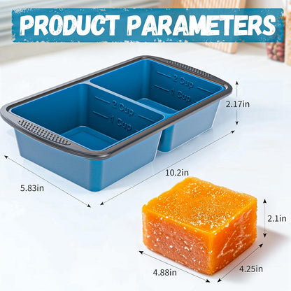 Silicone Soup Freezer Trays with Lids -, ½ cup, 1 cup, and 2 cup - Perfect Portion Control for Broth, Sauce & Meal Prep ，100% Platinum Silicone BPA-Free, Flexible, Dishwasher Safe