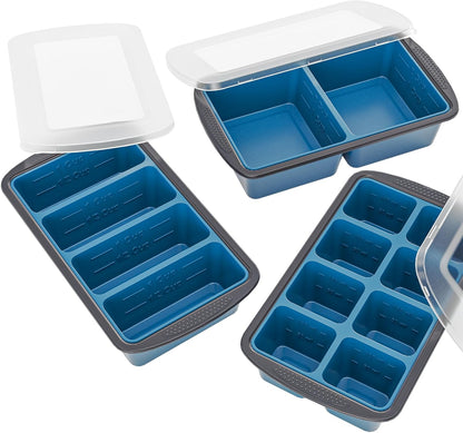Silicone Soup Freezer Trays with Lids -, ½ cup, 1 cup, and 2 cup - Perfect Portion Control for Broth, Sauce & Meal Prep ，100% Platinum Silicone BPA-Free, Flexible, Dishwasher Safe