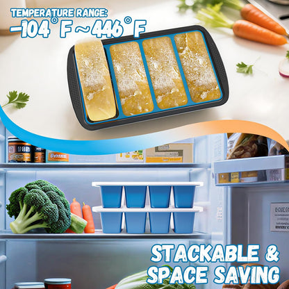 Silicone Soup Freezer Trays with Lids -, ½ cup, 1 cup, and 2 cup - Perfect Portion Control for Broth, Sauce & Meal Prep ，100% Platinum Silicone BPA-Free, Flexible, Dishwasher Safe