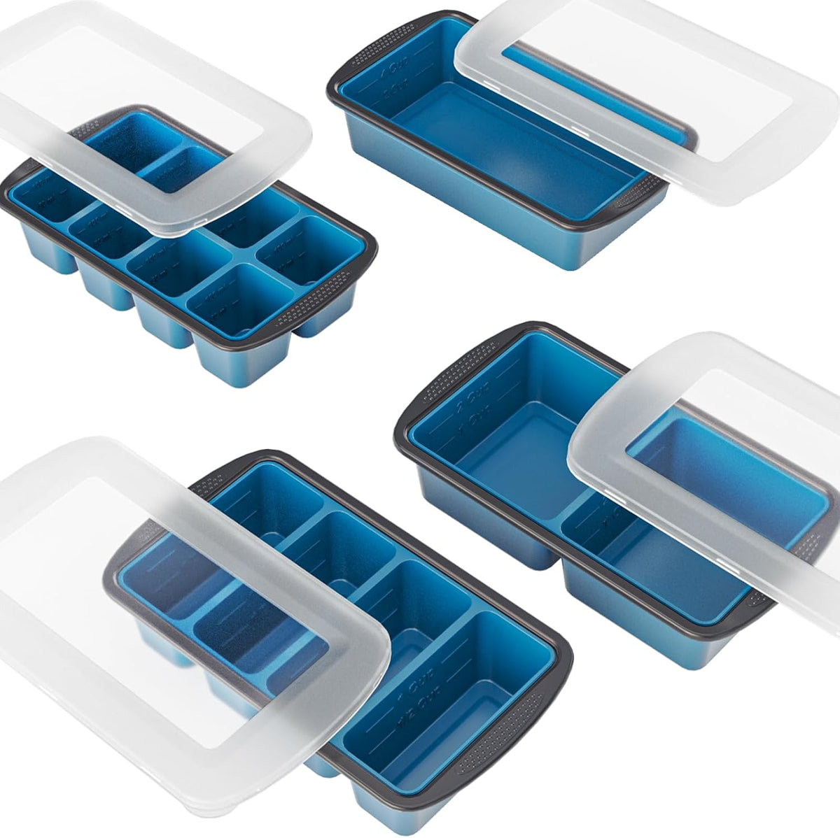 Silicone Soup Freezer Trays with Lids -, ½ cup, 1 cup, and 2 cup - Perfect Portion Control for Broth, Sauce & Meal Prep ，100% Platinum Silicone BPA-Free, Flexible, Dishwasher Safe