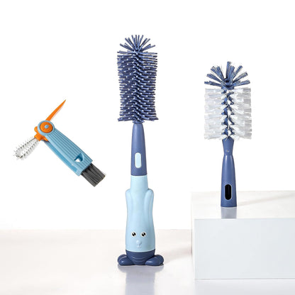 Silicone Baby Bottle Brush with Stand, Water Bottle Brush Cleaner Set
