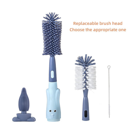 Silicone Baby Bottle Brush with Stand, Water Bottle Brush Cleaner Set