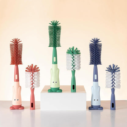 Silicone Baby Bottle Brush with Stand, Water Bottle Brush Cleaner Set
