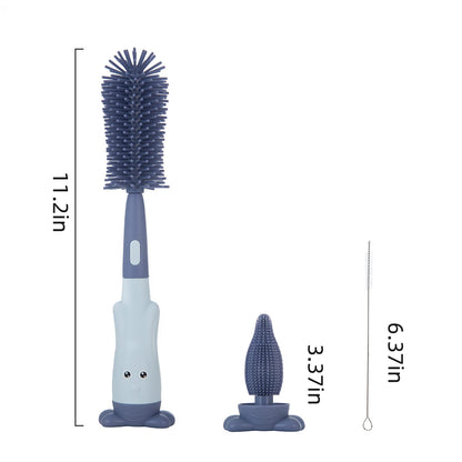 Silicone Baby Bottle Brush with Stand, Water Bottle Brush Cleaner Set