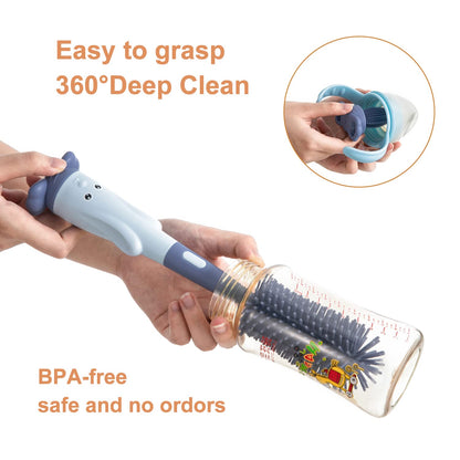 Silicone Baby Bottle Brush with Stand, Water Bottle Brush Cleaner Set