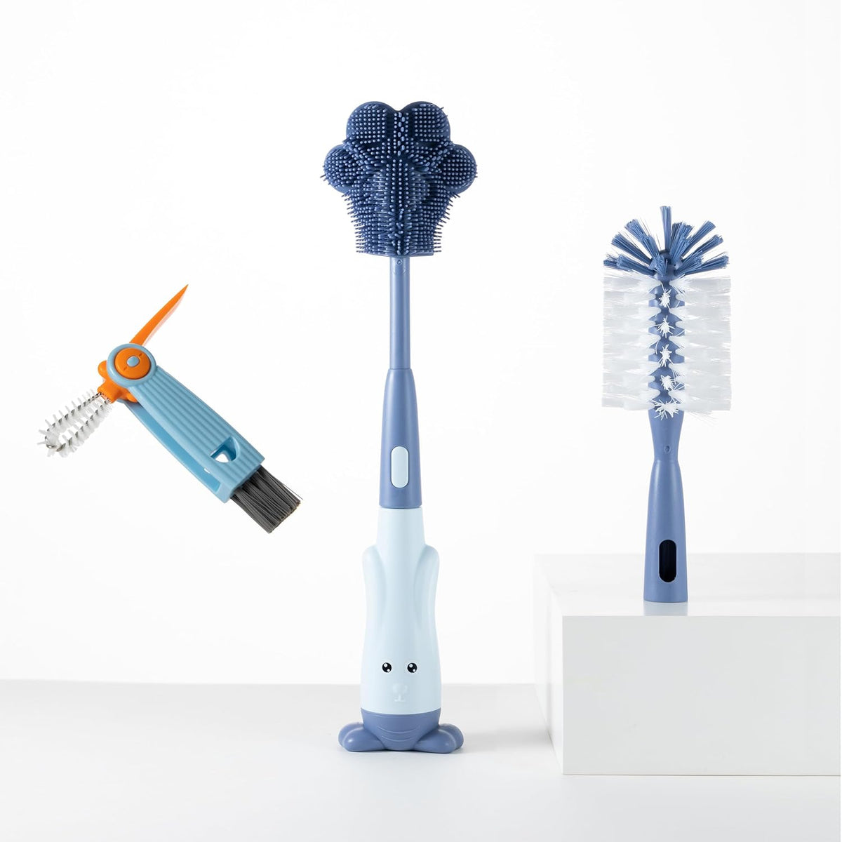 Silicone Baby Bottle Brush with Stand, Water Bottle Brush Cleaner Set