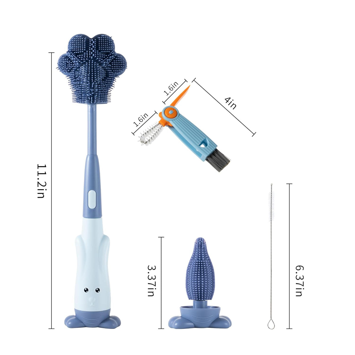 Silicone Baby Bottle Brush with Stand, Water Bottle Brush Cleaner Set