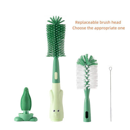 Silicone Baby Bottle Brush with Stand, Water Bottle Brush Cleaner Set