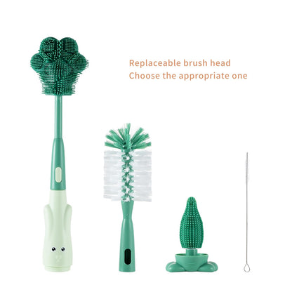 Silicone Baby Bottle Brush with Stand, Water Bottle Brush Cleaner Set