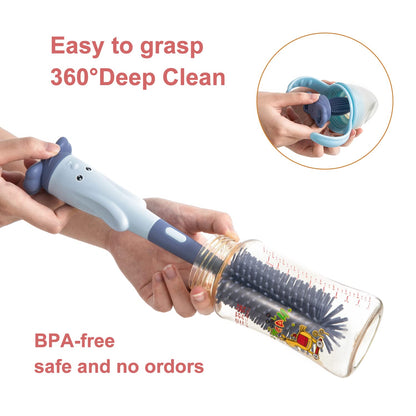 Silicone Baby Bottle Brush with Stand, Water Bottle Brush Cleaner Set