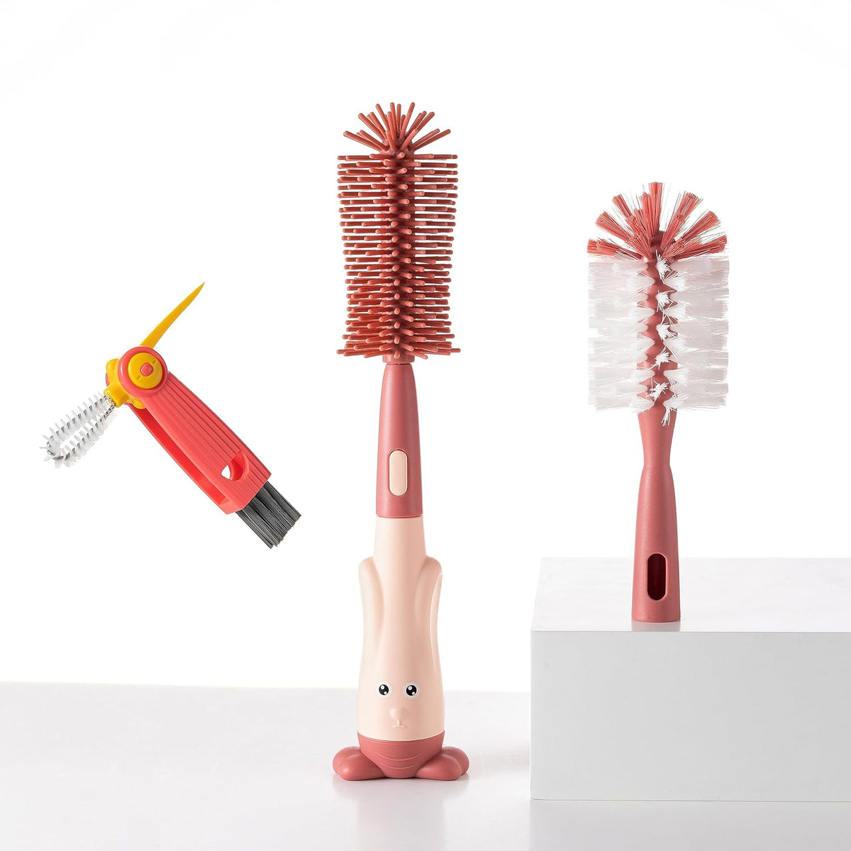 Silicone Baby Bottle Brush with Stand, Water Bottle Brush Cleaner Set