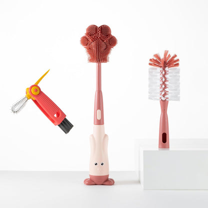 Silicone Baby Bottle Brush with Stand, Water Bottle Brush Cleaner Set